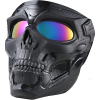 Skull Mask Full Face Tactical Masks For CS Survival Games Shooting Cosplay Movie Paintball Halloween Scary Masks - Black+Colourful-Lens