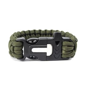 Seven Core Umbrella Rope Braided Survival Whistle Play Flint Escape Emergency Umbrella Rope Bracelet - Army green