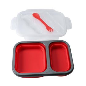 Lunch Box Bento Box Collapsible Silicone Lunchbox with Two Compartments BPA Free Heat Resistant Great for School Work Camping Hiking Food Storage - re