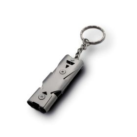 Stainless Whistle Double Tube Lifesaving Emergency SOS Outdoor Survival Whistle - Grey