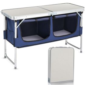 4 Ft Folding Camping Table with Storage - as picture