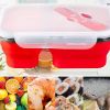 Lunch Box Bento Box Collapsible Silicone Lunchbox with Two Compartments BPA Free Heat Resistant Great for School Work Camping Hiking Food Storage - re