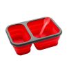 Lunch Box Bento Box Collapsible Silicone Lunchbox with Two Compartments BPA Free Heat Resistant Great for School Work Camping Hiking Food Storage - re