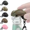 Creative Mini Helmet Keychain; Hiking Camping Bottle Opener; Creative Gift For Boys Girls Adults Schoolbag Wallet Car Key Decor - Tan