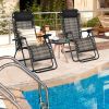 2 Pieces Folding Patio Rattan Zero Gravity Lounge Chair - Gray