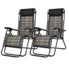 2 Pieces Folding Patio Rattan Zero Gravity Lounge Chair - Gray