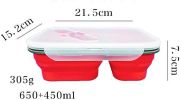 Lunch Box Bento Box Collapsible Silicone Lunchbox with Two Compartments BPA Free Heat Resistant Great for School Work Camping Hiking Food Storage - re