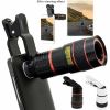 HD 8X Clip On Optical Zoom Telescope Camera Lens For Universal Mobile Cell Phone - Red