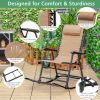 Outdoor Patio Camping Lightweight Folding Rocking Chair with Footrest  - Beige